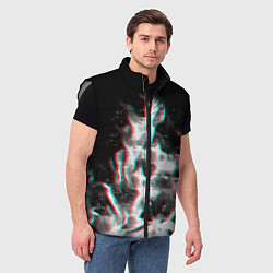 Мужской жилет Огонь глитч текстура, цвет: 3D-светло-серый — фото 2