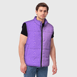 Мужской жилет Фиолетовые и розовые волны, цвет: 3D-черный — фото 2
