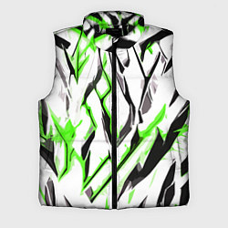 Мужской жилет Чёрно-зелёные агрессивные полосы на белом фоне