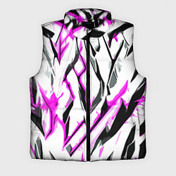 Мужской жилет Чёрно-розовые агрессивные полосы на белом фоне