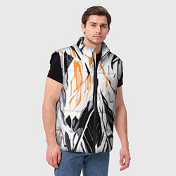 Мужской жилет Чёрно-жёлтая абстракция на белом фоне, цвет: 3D-черный — фото 2