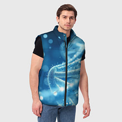 Мужской жилет Днк в синем свечении, цвет: 3D-черный — фото 2