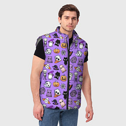 Мужской жилет Кавайный хэллоуин - призраки и черепа на сиреневом, цвет: 3D-светло-серый — фото 2