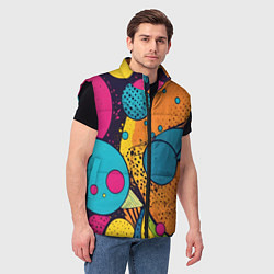 Мужской жилет Поп-арт абстракция круги, цвет: 3D-черный — фото 2