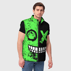 Мужской жилет Кислотный злобный смайлик, цвет: 3D-черный — фото 2