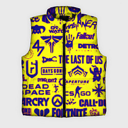 Мужской жилет Логотипы игр на жёлтом, цвет: 3D-черный