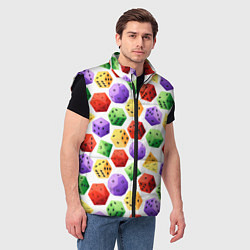 Мужской жилет Игровые разноцветные кости паттерн, цвет: 3D-черный — фото 2