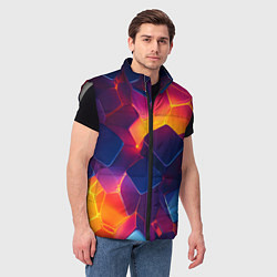 Мужской жилет Неоновая геометрическая текстура, цвет: 3D-светло-серый — фото 2