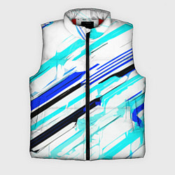 Мужской жилет Чёрно-сине-голубые полосы на белом фоне, цвет: 3D-красный