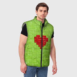 Мужской жилет Мелкая салатовая плитка сердце, цвет: 3D-светло-серый — фото 2