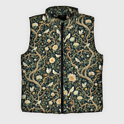 Мужской жилет Узор с птицами зеленый