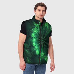 Мужской жилет Оптический зелёный фрактал, цвет: 3D-черный — фото 2