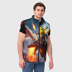 Мужской жилет Рыцарь Пикачу на боевом драконе, цвет: 3D-красный — фото 2