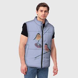 Мужской жилет Снегири на ветке, цвет: 3D-черный — фото 2