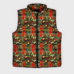 Мужской жилет Остролистный падуб на шотландской ткани, цвет: 3D-черный