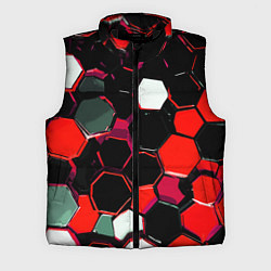 Мужской жилет Красно-белые шестиугольники на чёрном фоне
