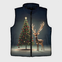 Мужской жилет Новогодний олень и елка