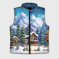 Мужской жилет Дома в зимнем новогоднем пейзаже