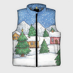 Мужской жилет Домики и елки - новый год