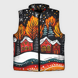 Мужской жилет Новогоднее настроение - домики и елки