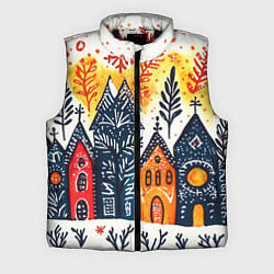 Мужской жилет Разноцветные новогодние дома