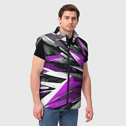 Мужской жилет Чёрно-фиолетово-белая абстракция, цвет: 3D-светло-серый — фото 2