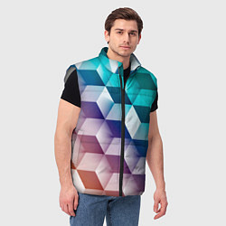 Мужской жилет Объёмные разноцветные градиентные кубы, цвет: 3D-светло-серый — фото 2