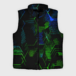 Мужской жилет Сине-зелёные точки и линии на чёрном фоне