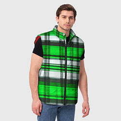 Мужской жилет Зелёно-белая ткань в клетку, цвет: 3D-красный — фото 2