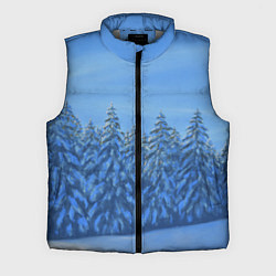 Мужской жилет Ёлки под снегом в лесу, цвет: 3D-светло-серый