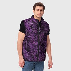 Мужской жилет Фиолетовая трава на чёрном фоне, цвет: 3D-черный — фото 2