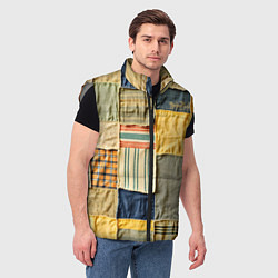 Мужской жилет Пэчворк в желтых оттенках, цвет: 3D-светло-серый — фото 2