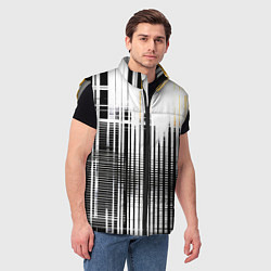 Мужской жилет Жёлто-чёрный гранж на белом фоне, цвет: 3D-светло-серый — фото 2