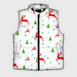 Мужской жилет Новогодние олени с ёлками