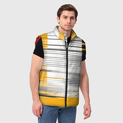 Мужской жилет Чёрные вертикальные полосы на жёлто-белом фоне, цвет: 3D-красный — фото 2
