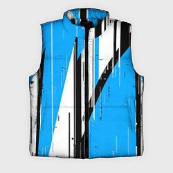 Мужской жилет Чёрно-белые вертикальные полосы на синем фоне, цвет: 3D-черный