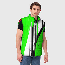Мужской жилет Black and white vertical stripes on a green backgr, цвет: 3D-красный — фото 2