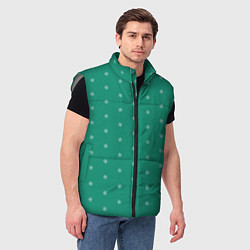 Мужской жилет Снежинки на сине-зеленом, цвет: 3D-светло-серый — фото 2