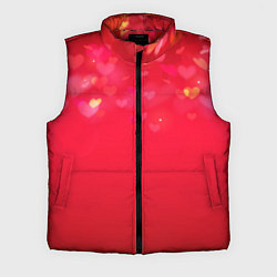 Мужской жилет Красный градиент с падающими сердечками, цвет: 3D-красный