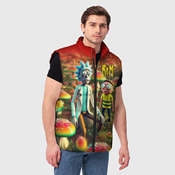 Мужской жилет Рик и Морти заблудились в мухоморном поле, цвет: 3D-черный — фото 2