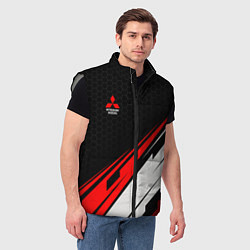 Мужской жилет Mitsubishi - красная абстракция, цвет: 3D-светло-серый — фото 2