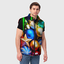 Мужской жилет Новогодние украшения, цвет: 3D-черный — фото 2
