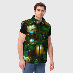 Мужской жилет Новогодние украшения на ветках, цвет: 3D-светло-серый — фото 2