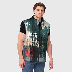 Мужской жилет Чёрно-красная ржавчина на белом фоне, цвет: 3D-черный — фото 2