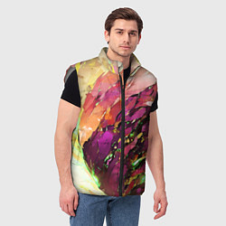 Мужской жилет Красно-жёлтая абстракция, цвет: 3D-светло-серый — фото 2