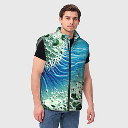 Мужской жилет Берег и синие волны, цвет: 3D-светло-серый — фото 2