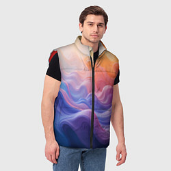 Мужской жилет Волны разноцветных красок, цвет: 3D-красный — фото 2