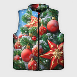Мужской жилет Красные шары и звезда новогодняя