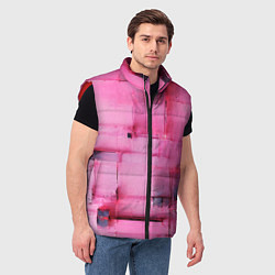 Мужской жилет Чёрные пятна на розовом фоне абстракция, цвет: 3D-красный — фото 2