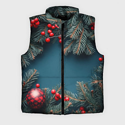 Мужской жилет Новогодний фон и рябина